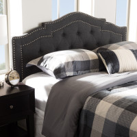 Baxton Studio BBT6695-Dark Grey-King HB-H1217-20 Edith Modern and Contemporary Dark Grey Fabric King Size Headboard